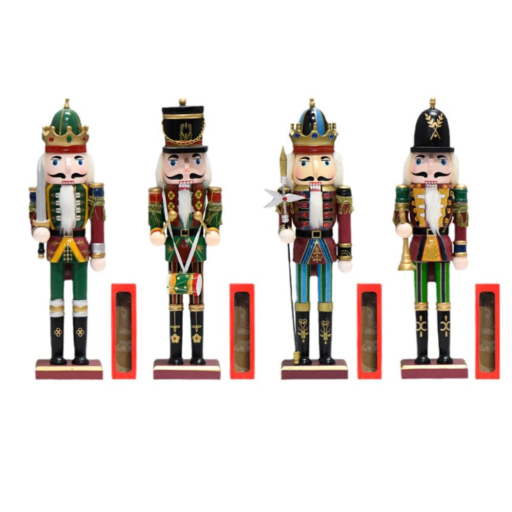 Wooden Nutcracker Soldier Christmas Decorations, 30CM Tabletop Holiday Figurine, European Style Home Decor