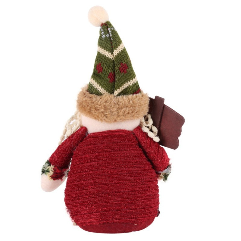 Christmas Elk Santa Snowman Figurines – Flannel Holiday Decorations, 18x13cm