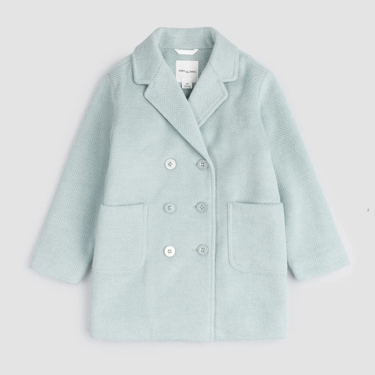 Cloud Blue Girl's Double-Breasted Coat | Miles The Label