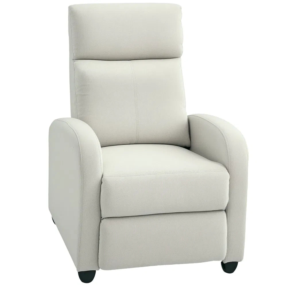 Cream White Fabric Recliner Chair – Manual Home Theater & Living Room Sofa with Padded Seat (United States & Canada Delivery Only)