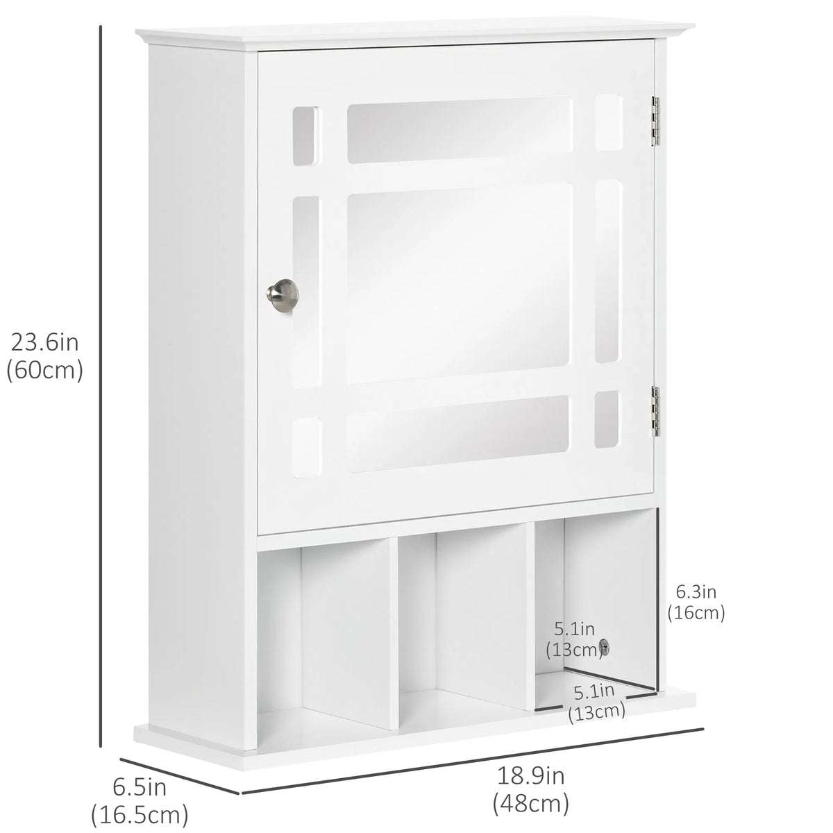 White Bathroom Mirror Cabinet – Wall-Mounted Medicine Cabinet with 3-Shelf Organizer (United States & Canada Delivery Only)