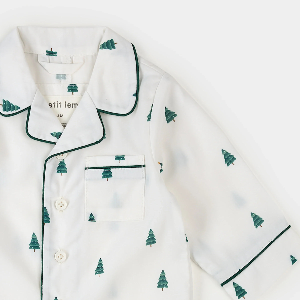 Poplin Sleeper | Pine Tree Print on Off-White | Petit Lem