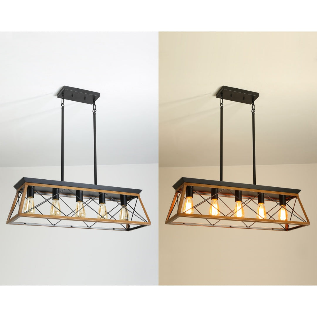 32-Inch Walnut Industrial 5-Light Pendant Chandelier (United States Delivery Only)