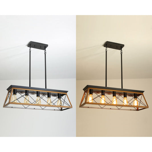 32-Inch Walnut Industrial 5-Light Pendant Chandelier (United States Delivery Only)