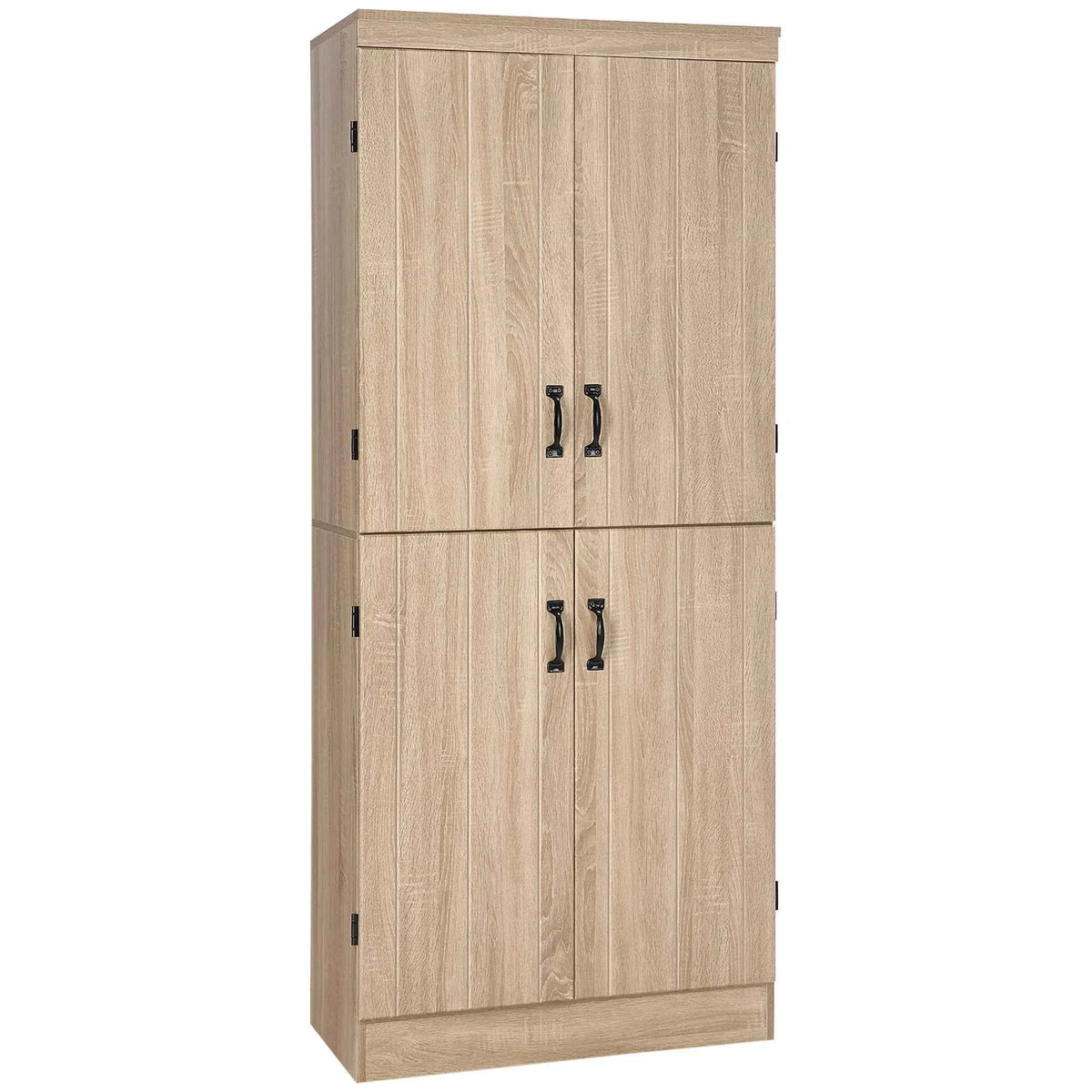 70-Inch Natural Storage Cabinet – 4-Door Freestanding Pantry with Adjustable Shelves (United States & Canada Delivery Only)