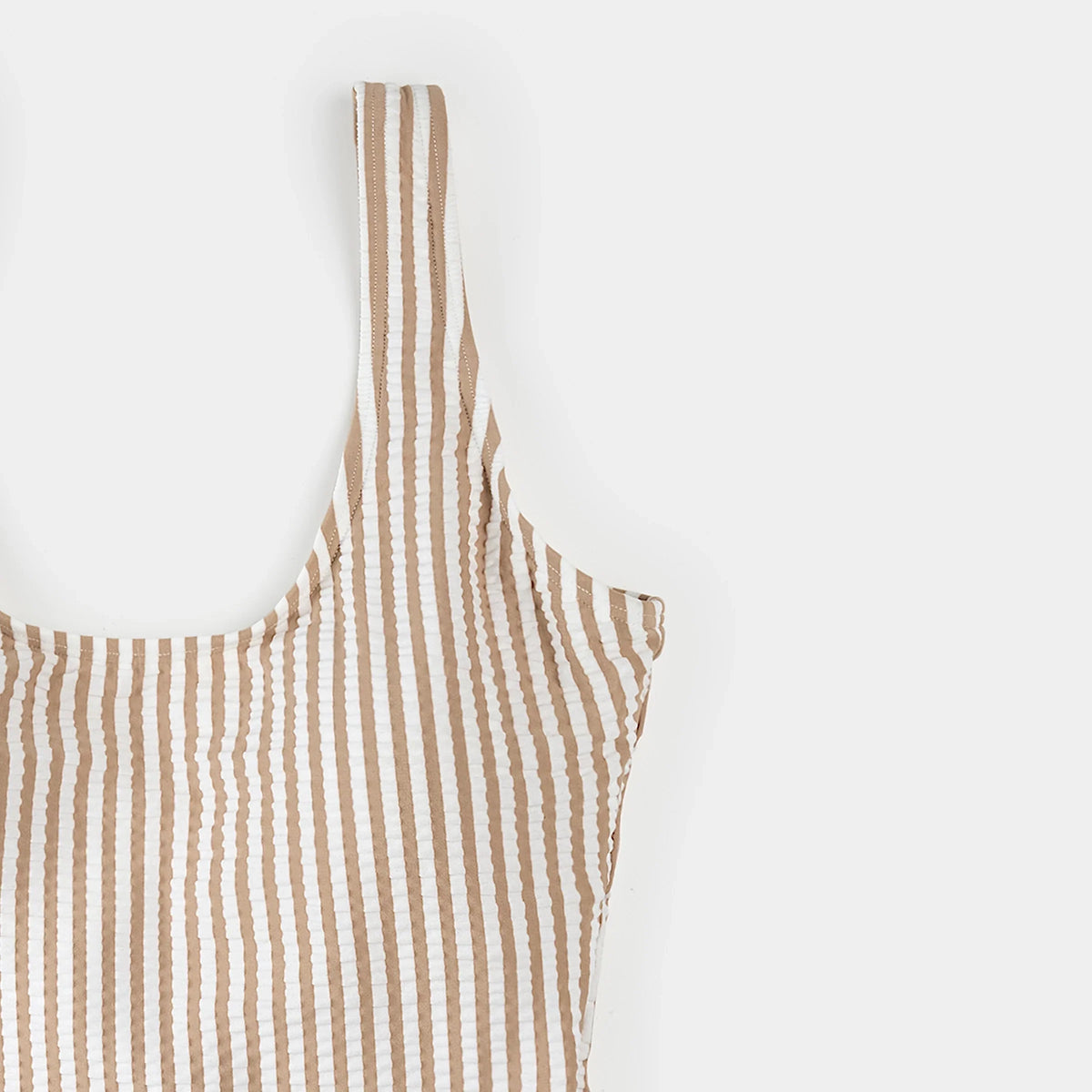 Women's One-Piece Swimsuit | Taupe Stripe Seersucker | Petit Lem
