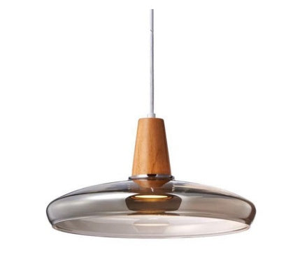 Modern Glass Pendant Light With Wood Accent