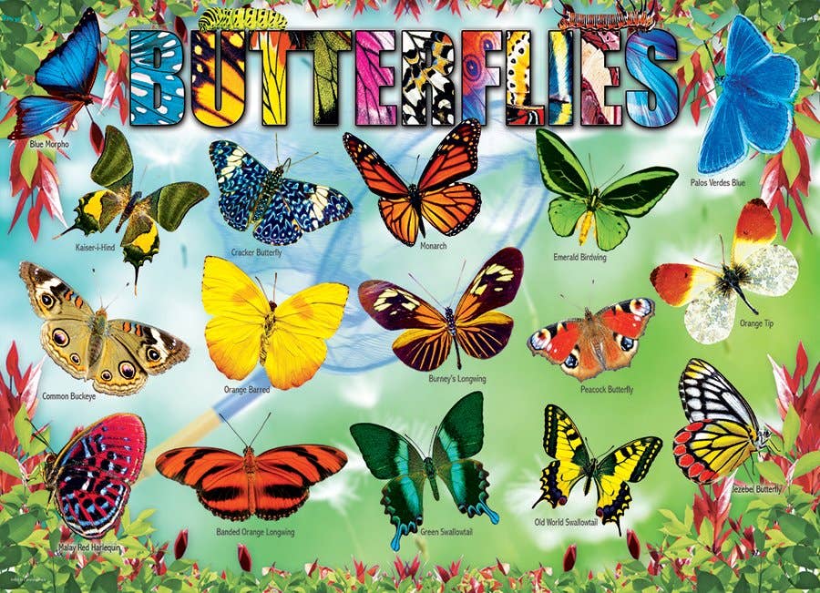 Eurographics Garden Butterflies 100-Piece Puzzle - Ages 5+