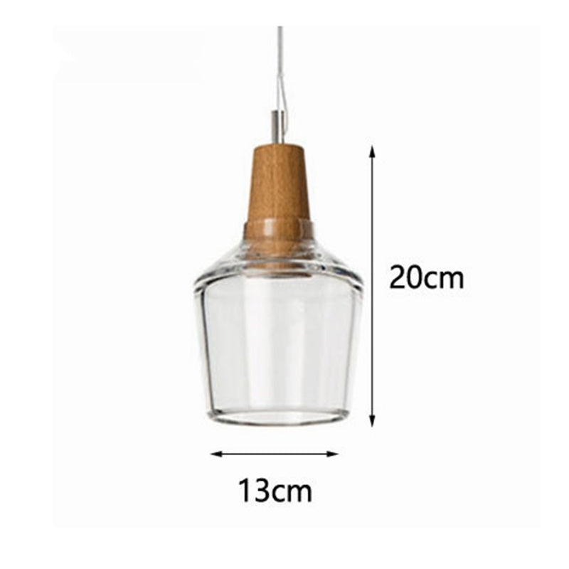 Modern Glass Pendant Light With Wood Accent