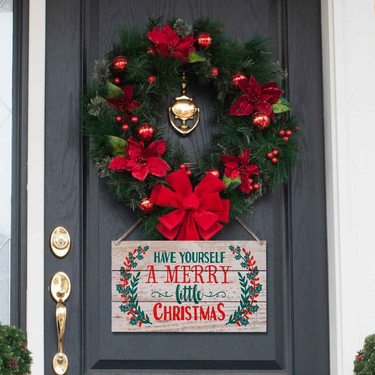 Merry Christmas Wooden Door Hanging Sign 11.8 × 7.1 in – Holiday Home & Office Decor (Canada Delivery Only)