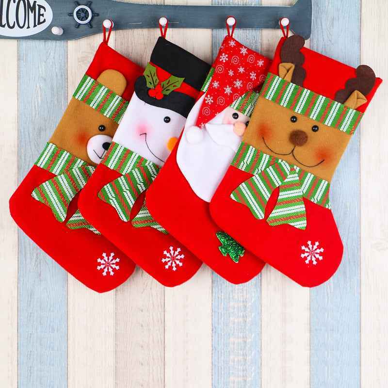 Christmas Gift Bag for Kids, Santa Stocking Sack with Holiday Designs