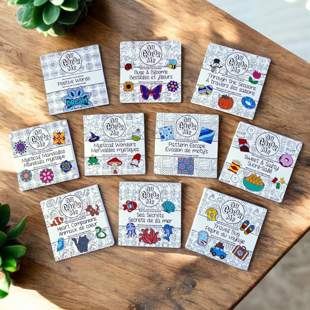 Oh Color Me - Mini Coloring Book Bugs & Blooms, 4"x4", Small Gifts - Canadian Brand - Ages 3+