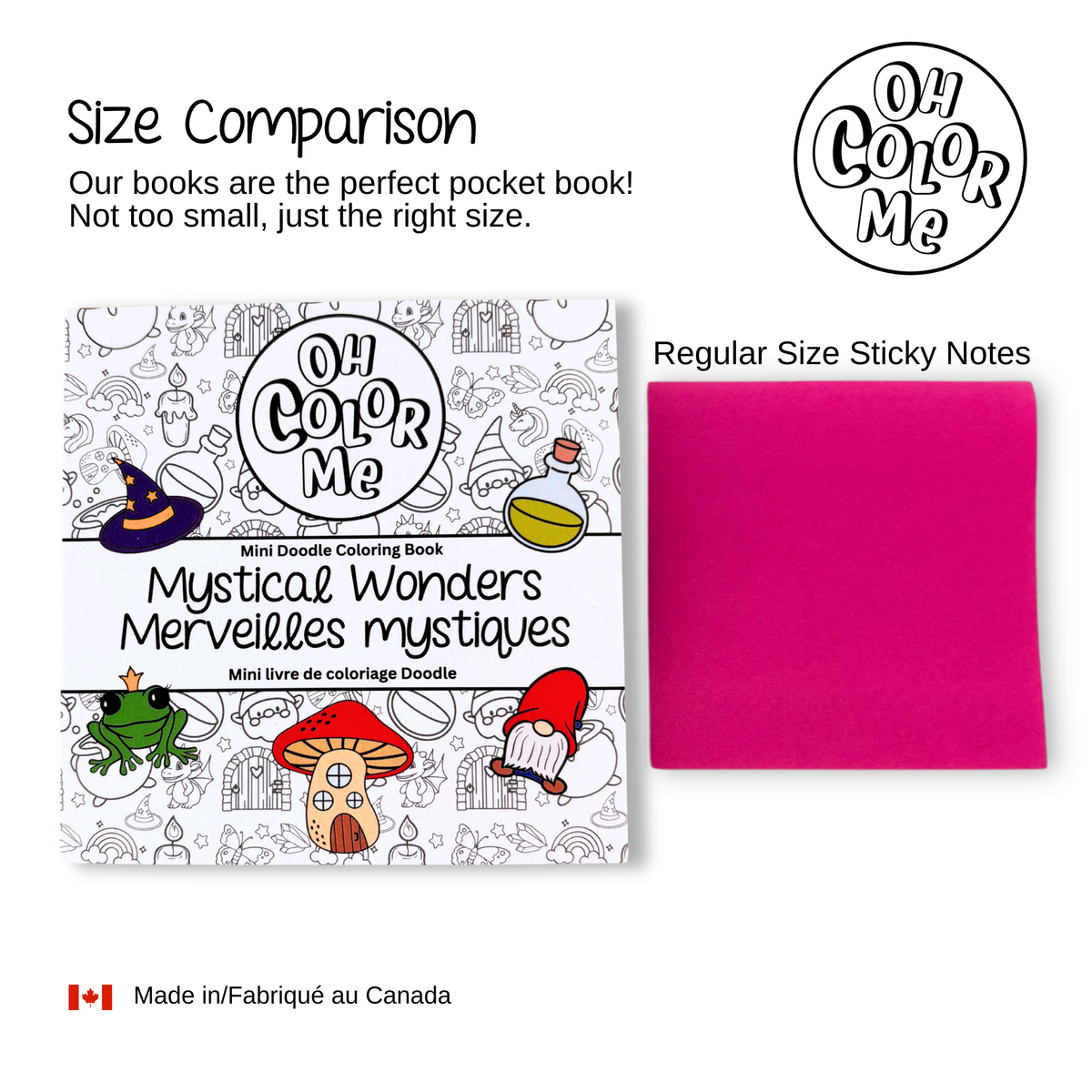 Oh Color Me - Mini Coloring Book Pattern Escape, 4"x4", Small Gifts - Canadian Brand - Ages 3+