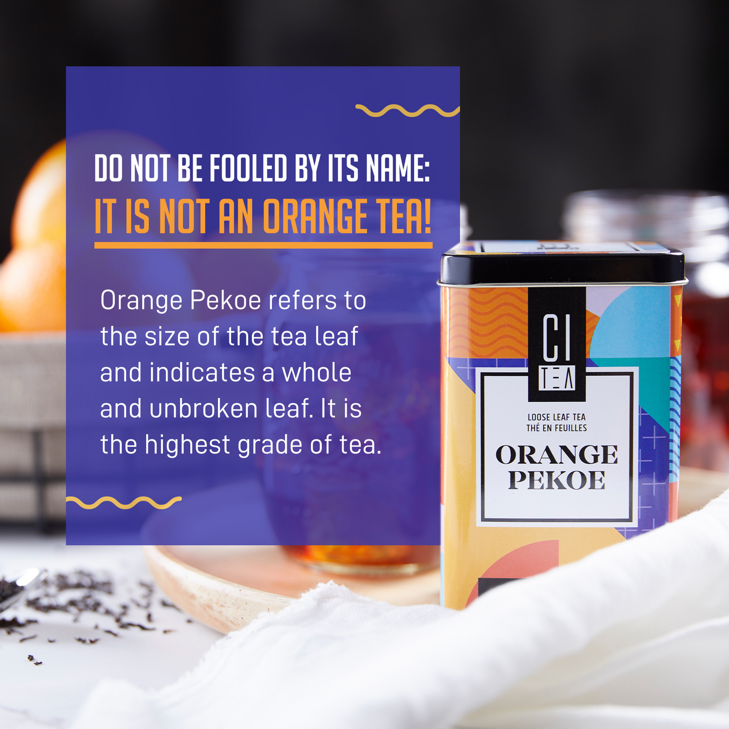 Orange Pekoe Loose Tea and Infusion Tea Cup - Tea Gift Set