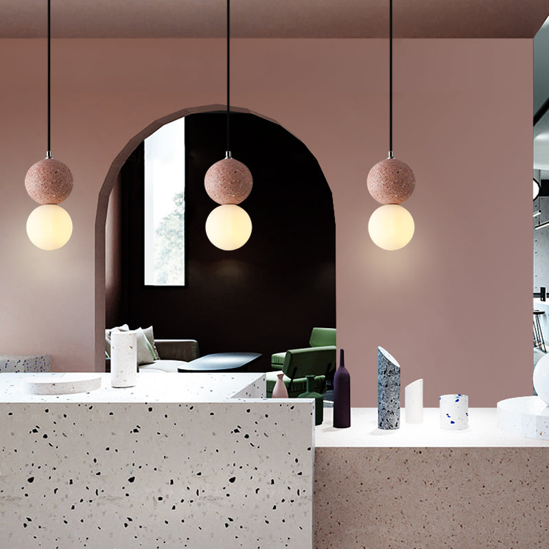 Terrazzo Glass Pendant Light - Modern Nordic Cement Chandelier for Restaurant Bar
