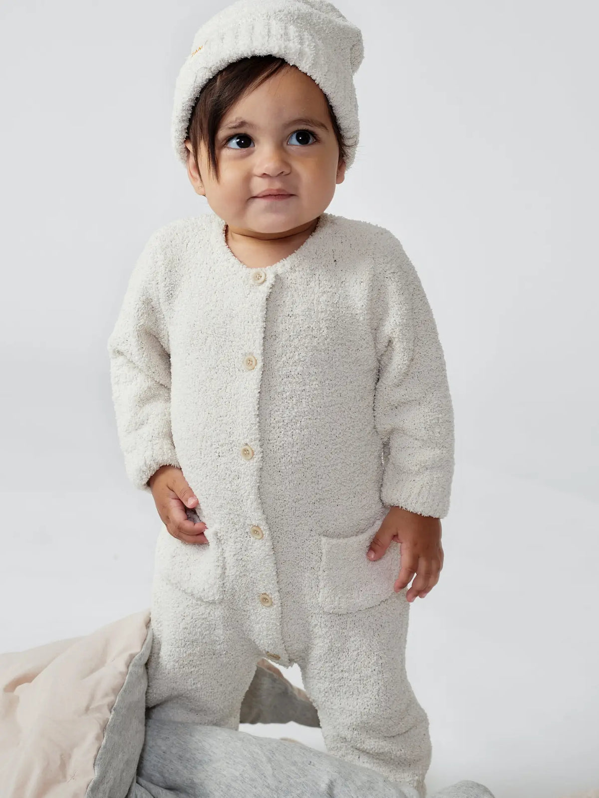 Long Sleeve Romper - Fuzzy | Ecru | 7AM