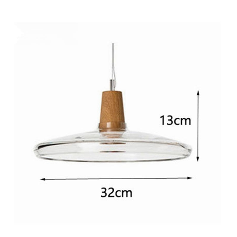 Modern Glass Pendant Light With Wood Accent