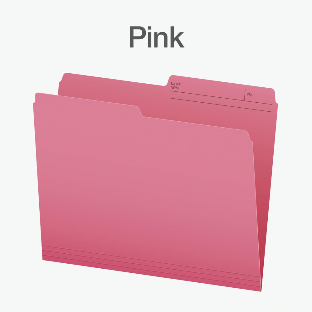 Pendaflex File Folders, 1/2 Cut Tab, Letter Size, Pink, Durable Paper Stock, 100/Box, Ideal for Office/Home/School File Organization, Made in Canada 🍁 All In One Marketplace Canada