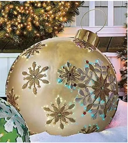 Giant Inflatable 60cm Christmas Ball Ornaments, Outdoor Waterproof PVC Ornament Ball, Holiday Decor, Pack Options