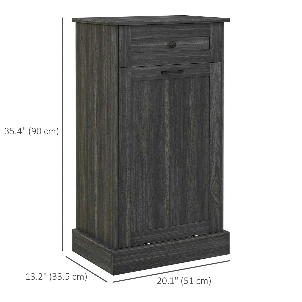 Charcoal Grey Tilt-Out Trash Bin Cabinet – Freestanding Kitchen Recycling Cabinet with Drawer (United States & Canada Delivery Only)