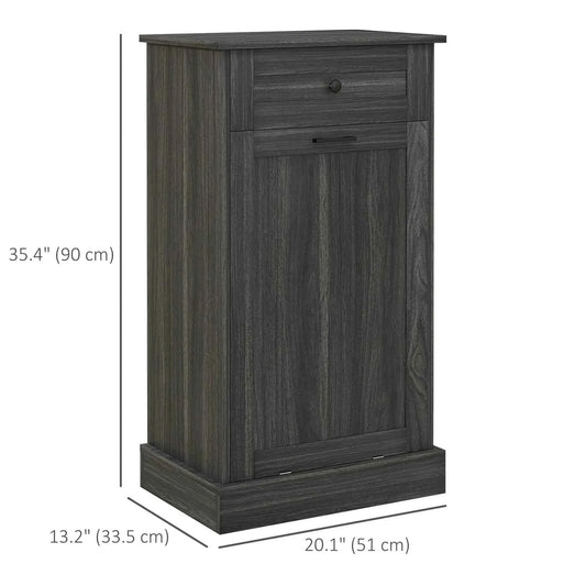 Charcoal Grey Tilt-Out Trash Bin Cabinet – Freestanding Kitchen Recycling Cabinet with Drawer (United States & Canada Delivery Only)