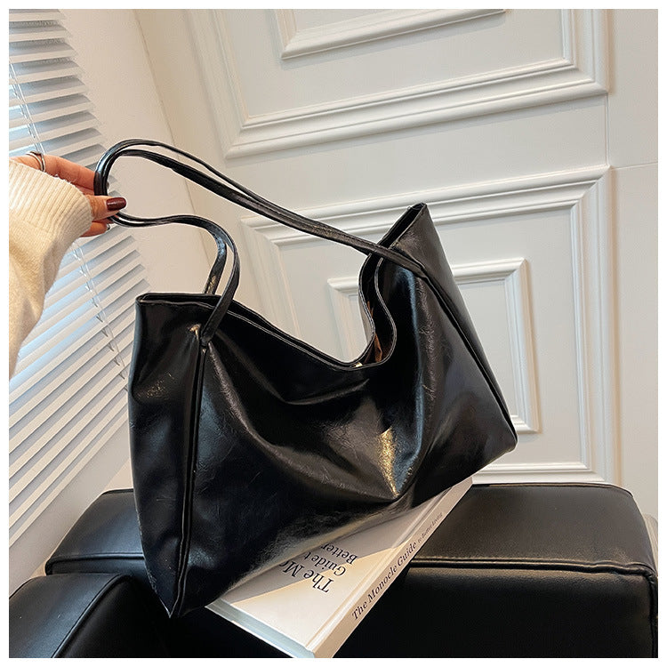 Vintage PU Leather Shoulder Bag for Women, Large Capacity Tote Handbag