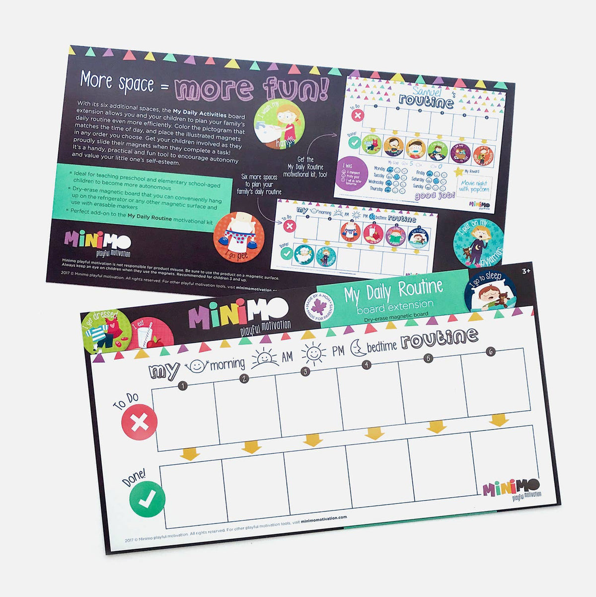 Minimo Playful Motivation - My Daily Routine board extension - Canadian Brand - Ages 3+