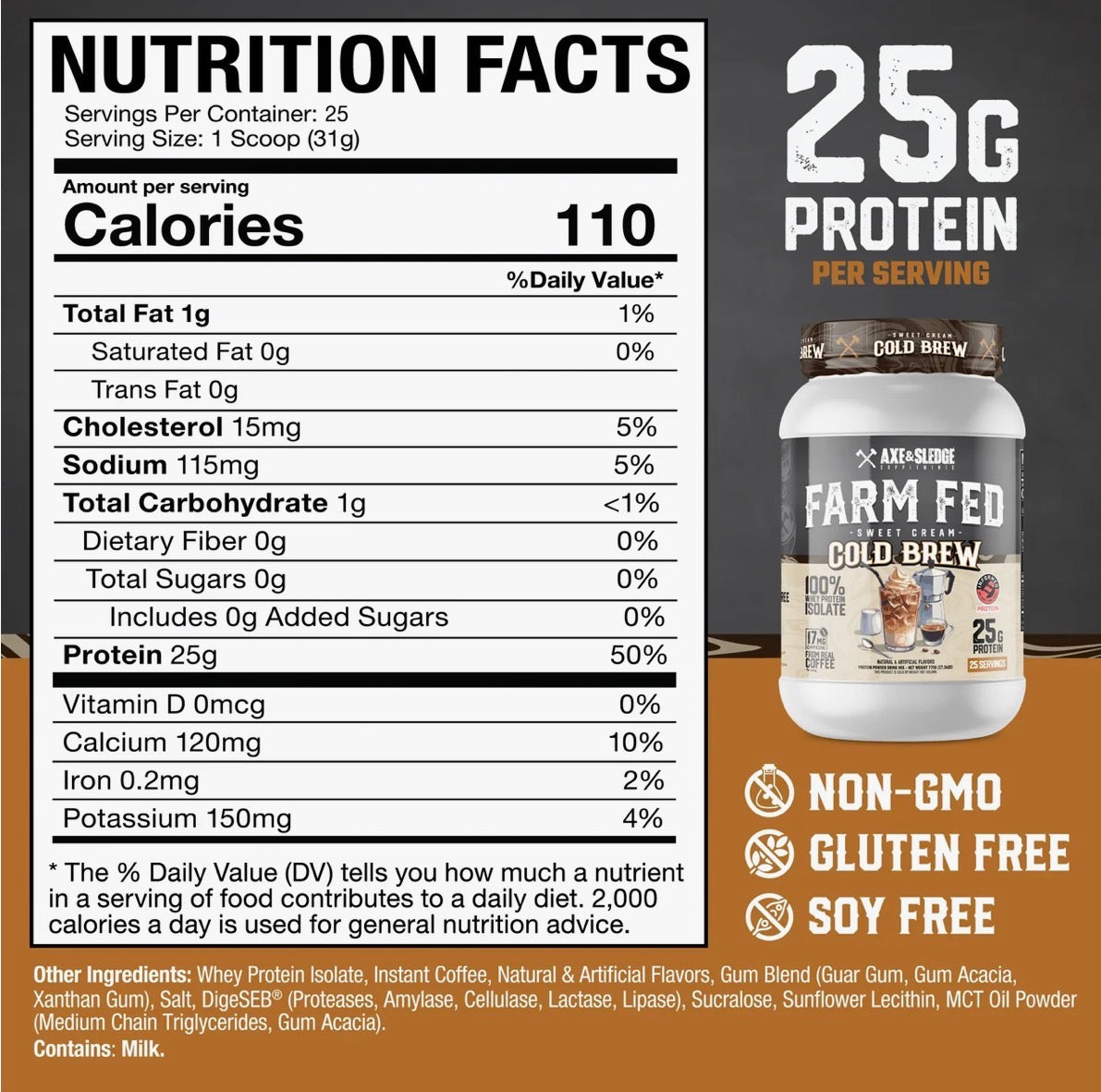 Axe & Sledge Farm Fed Whey Isolate Protein Powder