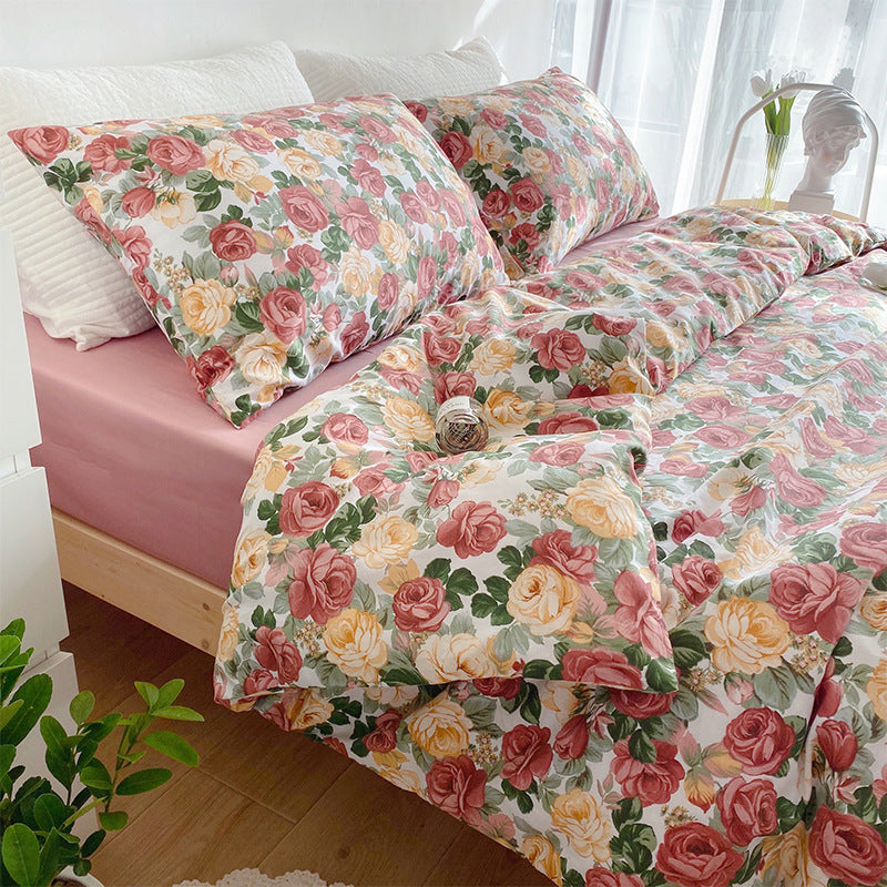 Small Floral Gentle Girl Heart Bedding Set Of Four