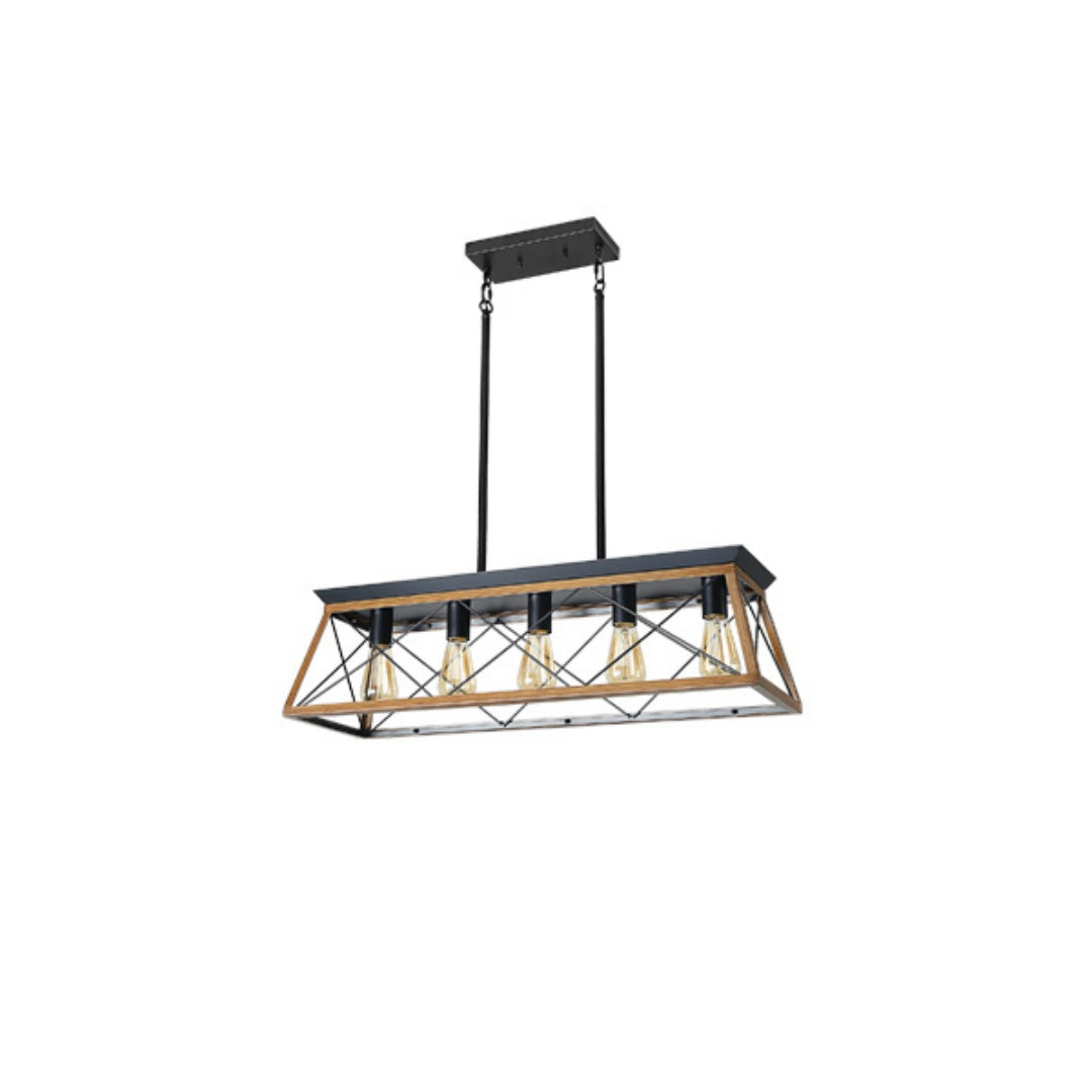 32-Inch Walnut Industrial 5-Light Pendant Chandelier (United States Delivery Only)