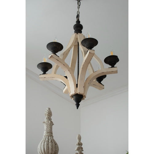 6-Light Wood Chandelier with Adjustable Chain (United States Delivery Only)