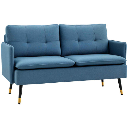 55-Inch Dark Blue Loveseat Sofa – Button-Tufted Upholstered Couch for Bedroom & Small Spaces (United States & Canada Delivery Only)