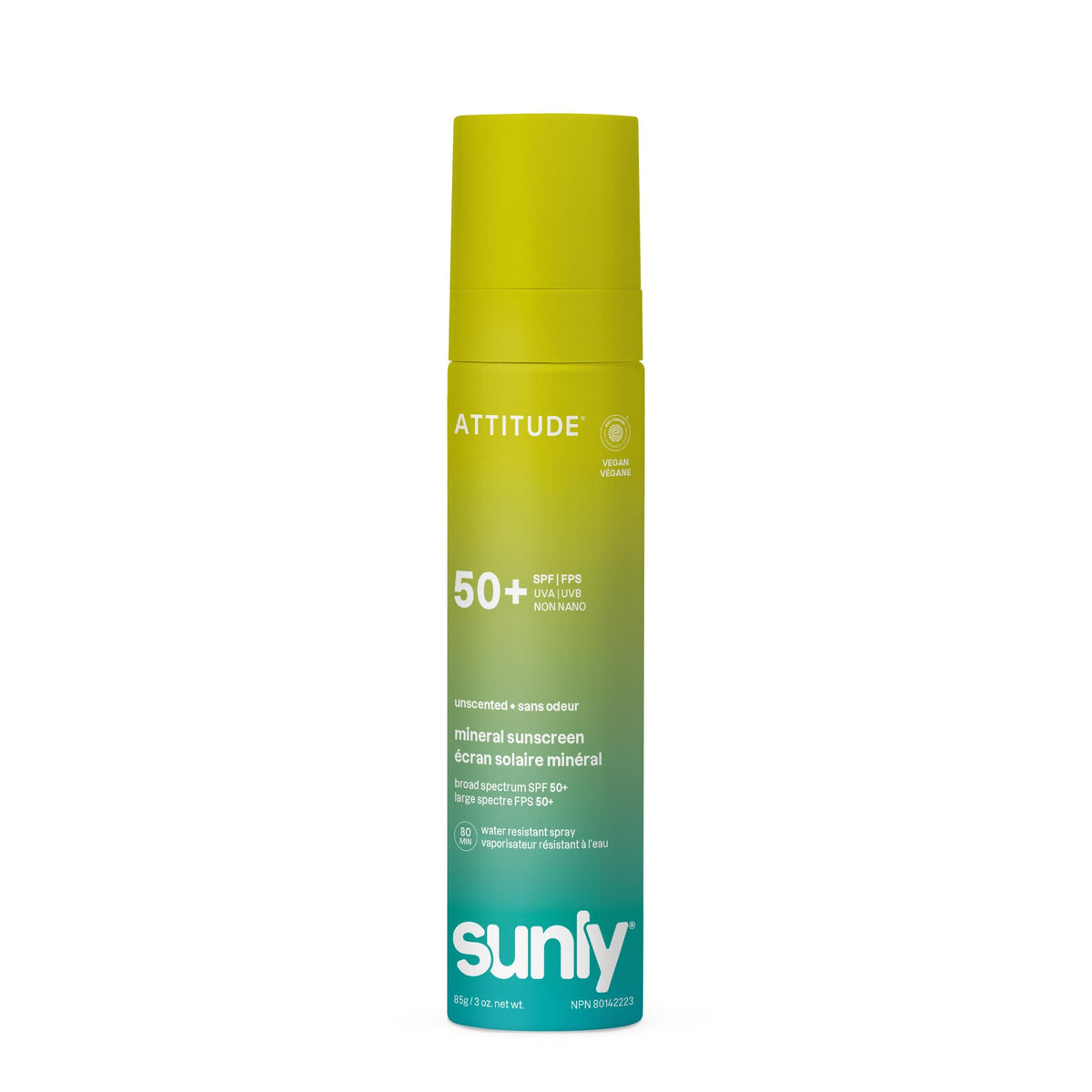ATTITUDE Mineral Sunscreen Lightweight Lotion SPF 50, Broad Spectrum Zinc Oxide, EWG Verified, Non-Nano, Water-Resistant 80 Minutes, Non-Greasy for Face & Body, Vegan, Unscented, 80 grams 🍁 All In One Marketplace Canada
