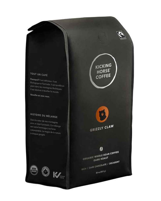 Kicking Horse Coffee - Grizzly Claw Blend, Whole Bean 100% Arabica Coffee | Dark Roast | All Organic & Fairtrade | 850 g 🍁 All In One Marketplace Canada