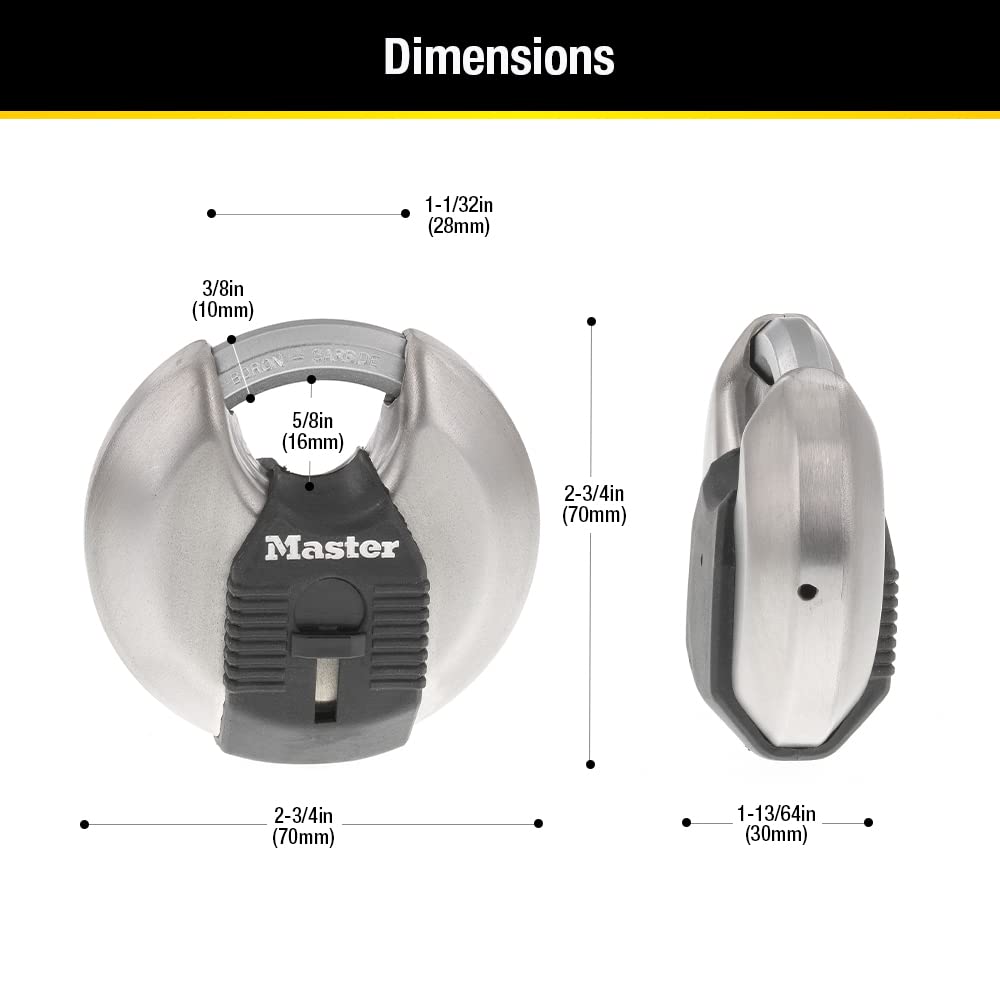 MASTERLOCK 70mm Disc Padlock, 2-3/4", Silver M40XKADCCSEN 🍁 All In One Marketplace Canada