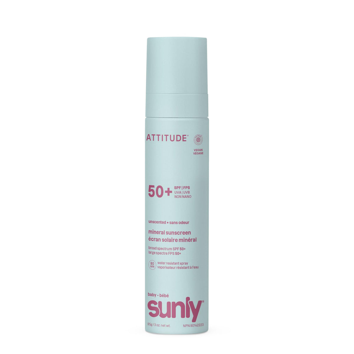 ATTITUDE Baby Mineral Sunscreen Lightweight Lotion SPF 50, Broad Spectrum Zinc Oxide, EWG Verified, Non-Nano, Water-Resistant 80 Minutes, Non-Greasy for Face & Body, Vegan, Unscented, 80 grams 🍁 All In One Marketplace Canada
