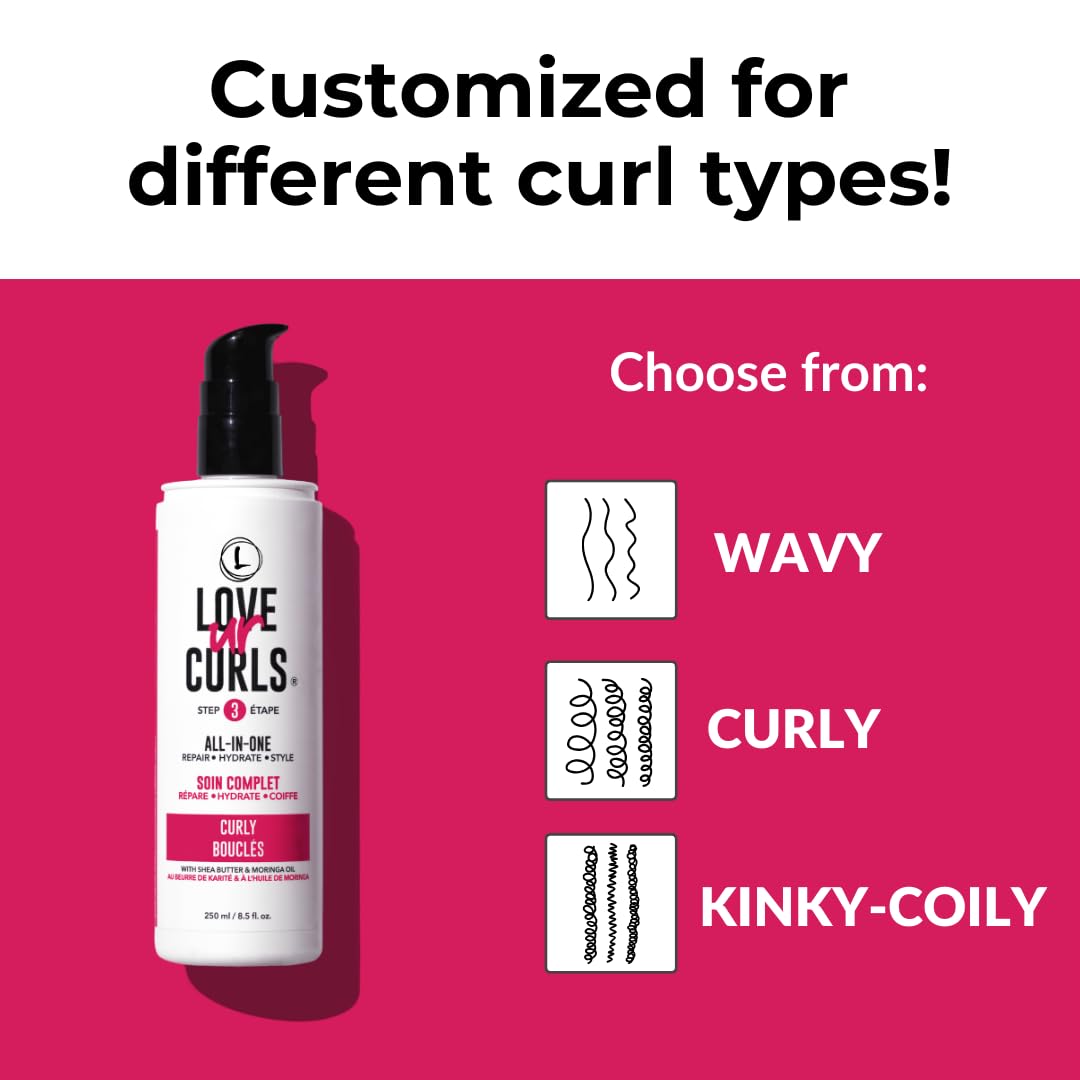 Love Ur Curls - All in One Curl Cream Styler, Curling Cream for Curly Hair, Repair, Define, Hydrate & Style, Anti Frizz with Shea Butter, 250mL 🍁 All In One Marketplace Canada