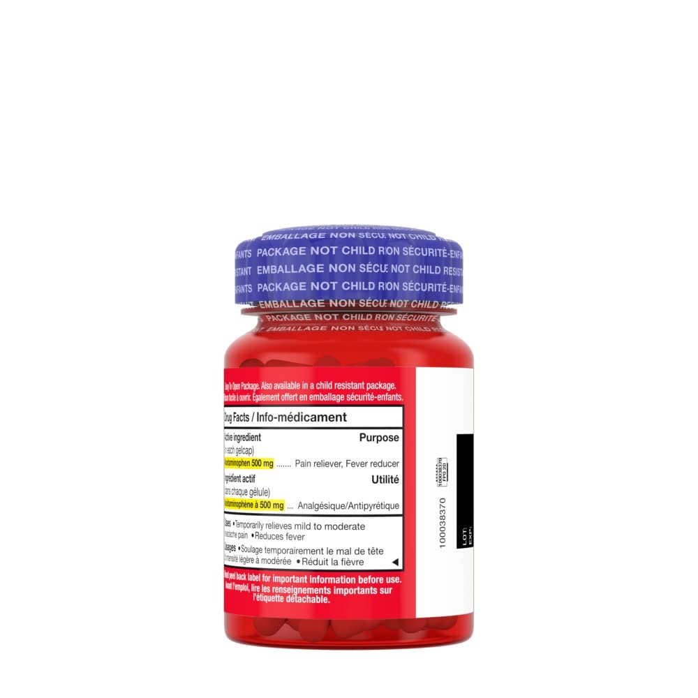 Tylenol Extra Strength Pain Reliever Medicine for Headache, Back Pain and to Reduce Fever, Acetaminophen Rapid Release Gelcaps, 500mg, 120 Gelcaps 🍁 All In One Marketplace Canada
