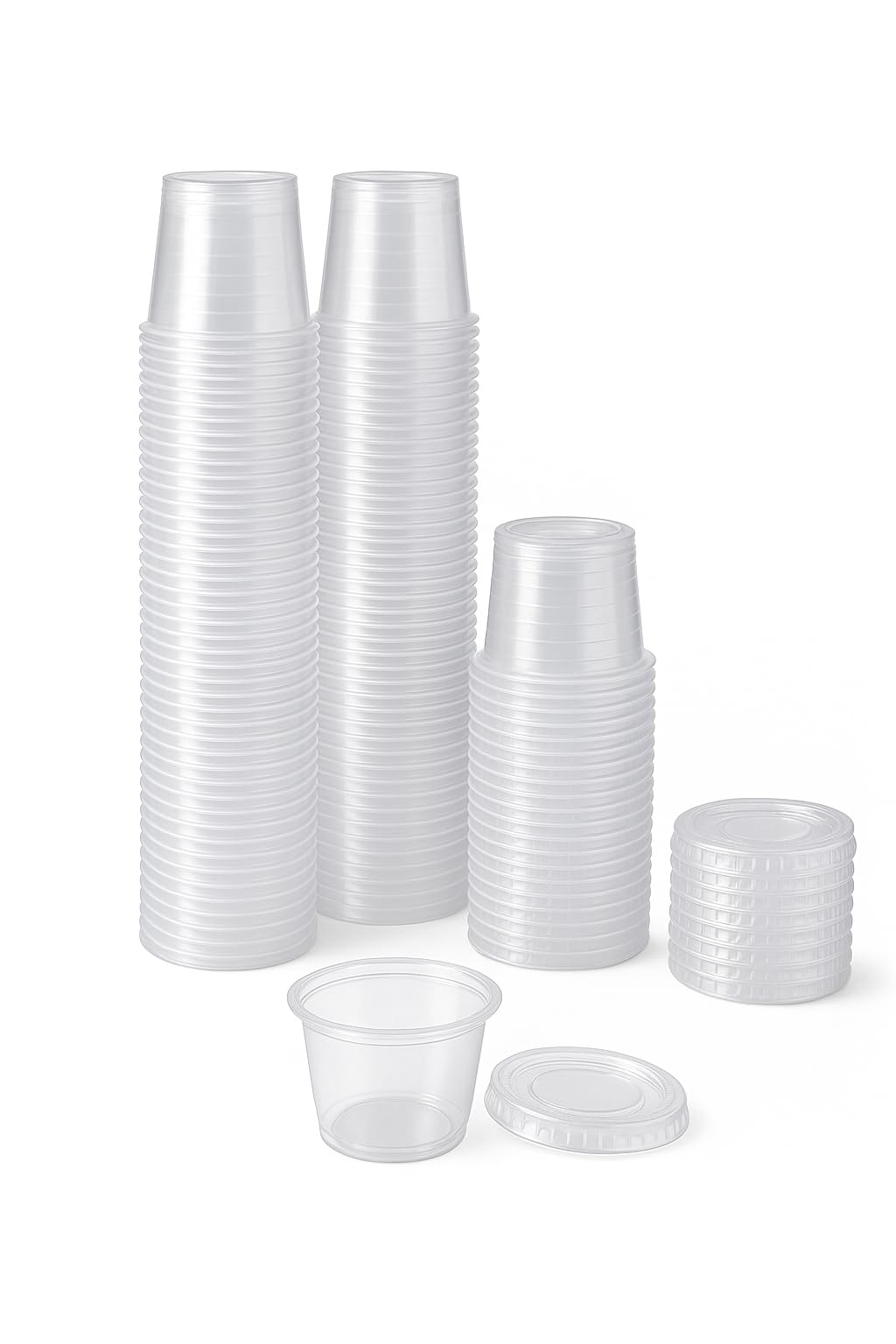 1 oz Portion Cups with Lids, 200 Sets Disposable Souffle Cups, Leak-Proof Jello Shot Cups, Clear Condiment Containers for Sauce, Dressing & Food Storage, Freezer Safe 🍁 All In One Marketplace Canada