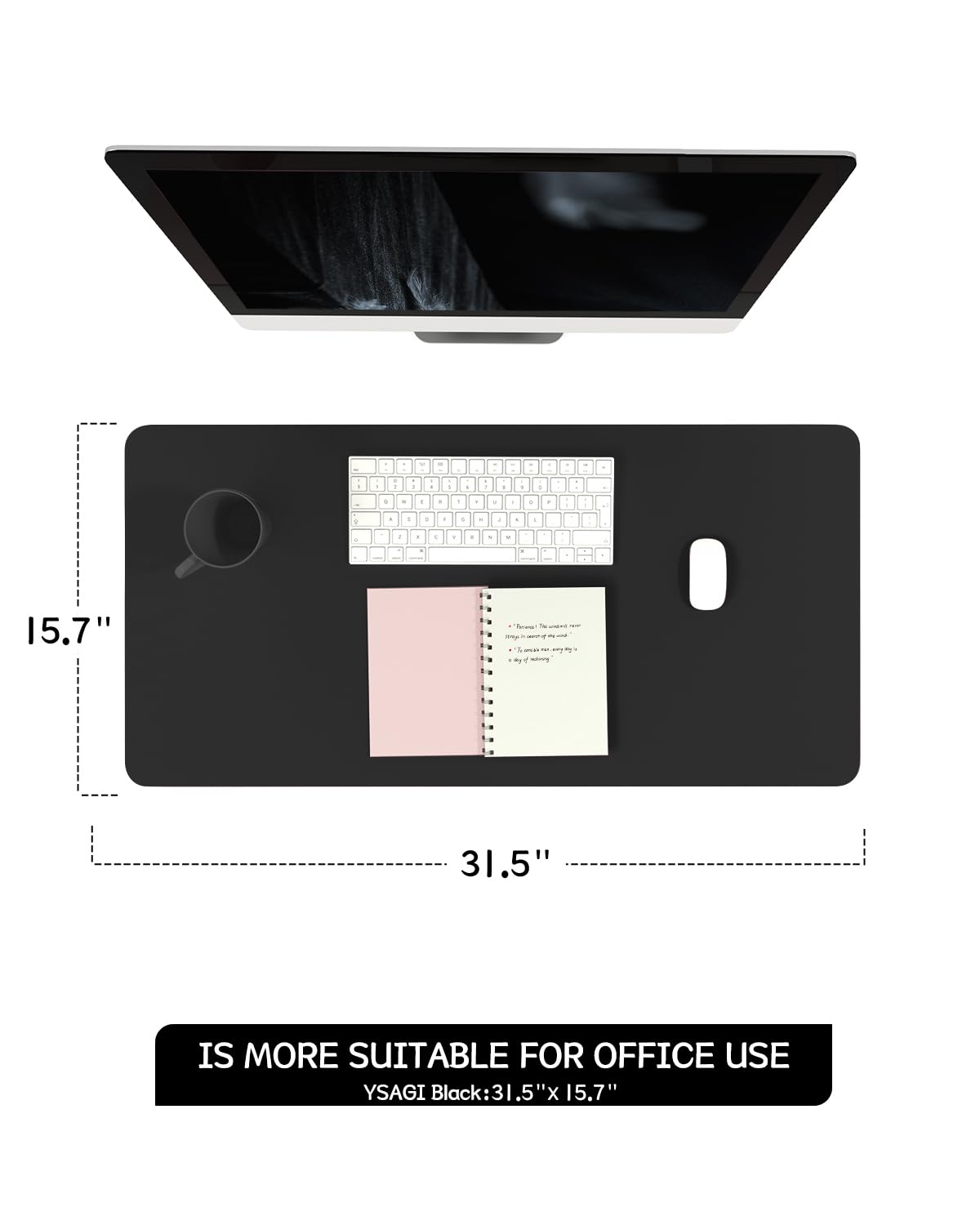 Non-Slip Desk Pad,Mouse Pad,Waterproof PVC Leather Desk Table Protector,Ultra Thin Large Desk Blotter, Easy Clean Laptop Desk Writing Mat for Office Work/Home/Decor(Black, 31.5" x 15.7") 🍁 All In One Marketplace Canada