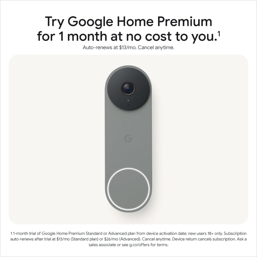 Google Nest Doorbell (Wired, 3rd gen) - 2K Video and Gemini - Hazel 🍁 All In One Marketplace Canada