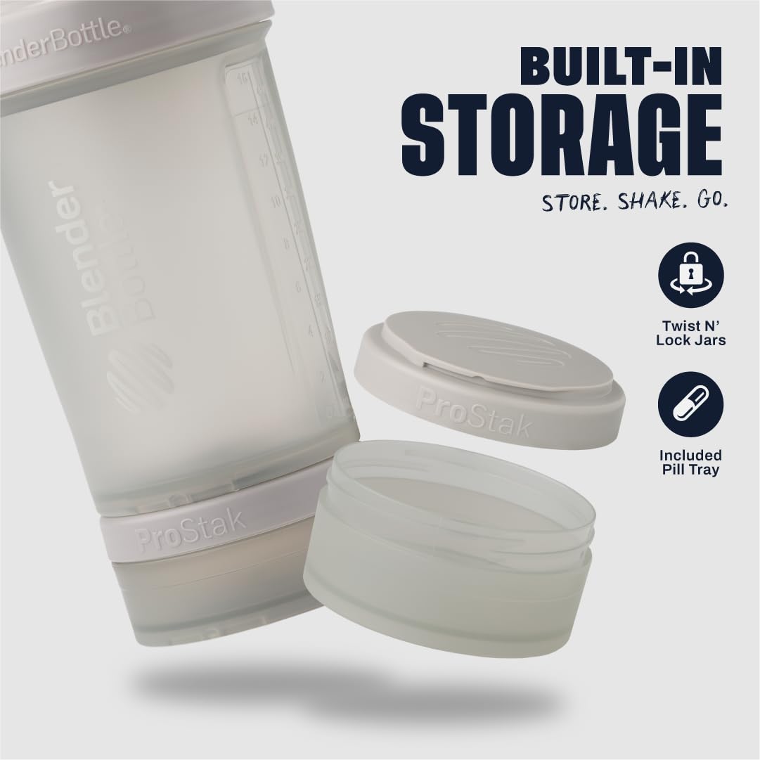 BlenderBottle Shaker Bottle with Pill Organizer and Storage for Protein Powder, Classic V2 ProStak System, 22-Ounce, Smoke Grey 🍁 All In One Marketplace Canada