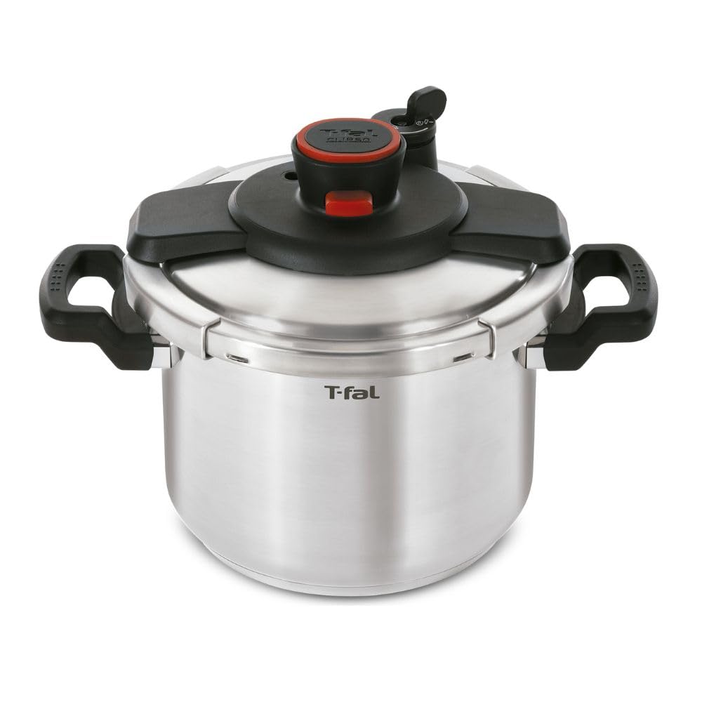 T-fal Clipso Stainless Steel Pressure Cooker, 6 Qt, Secure Locking System, One Hand System, Silver, Induction Compatible, Pressure Canner, Includes Recipe Book, Cookware 🍁 All In One Marketplace Canada