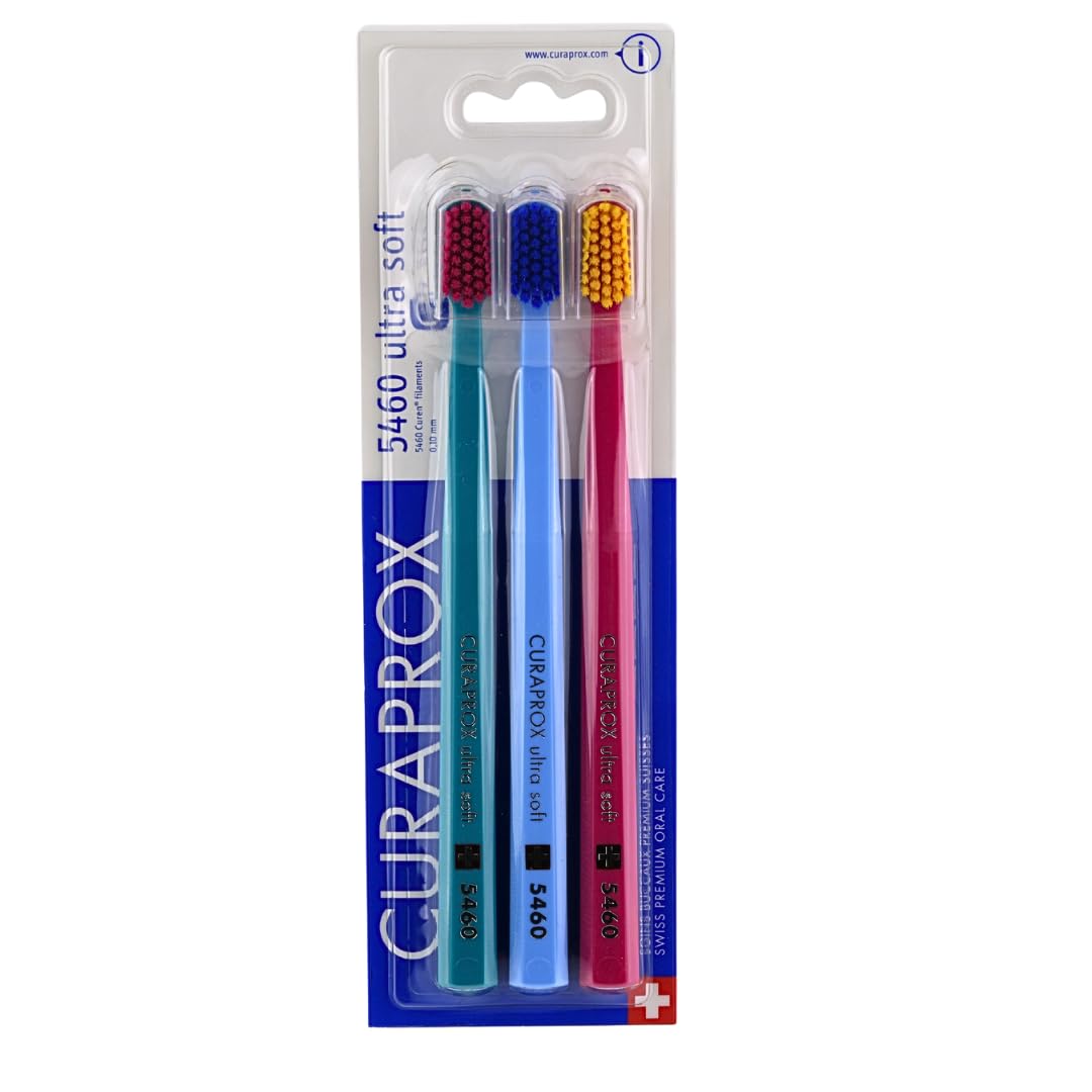 Curaprox CS 5460 Ultra Soft Toothbrush (3-Pack Bilingual) - Gentle Soft Bristles Tooth Brush for Sensitive Gums - Premium Swiss Oral Care Recommended by Dentists - For Adults & Teens 🍁 All In One Marketplace Canada