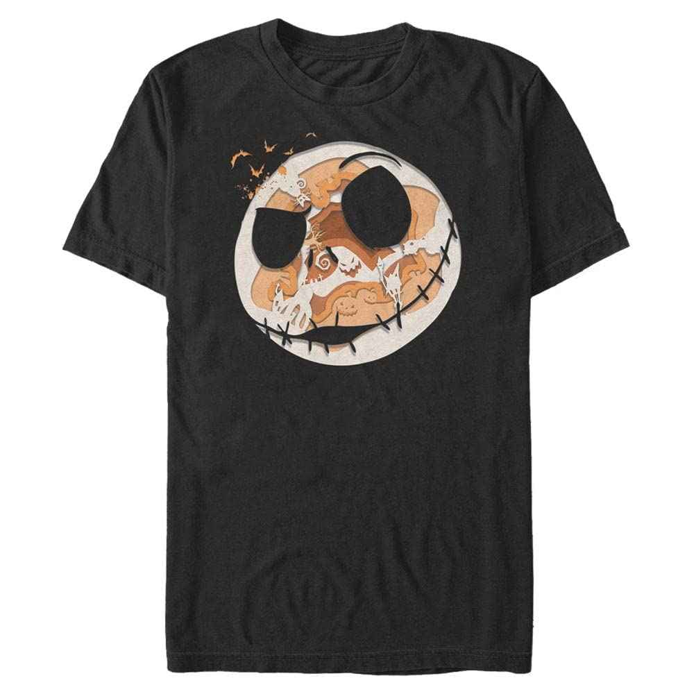 Disney Big & Tall The Nightmare Before Christmas Paper Halloween Men's Tops Short Sleeve Tee Shirt, Black, X-Large Big Tall