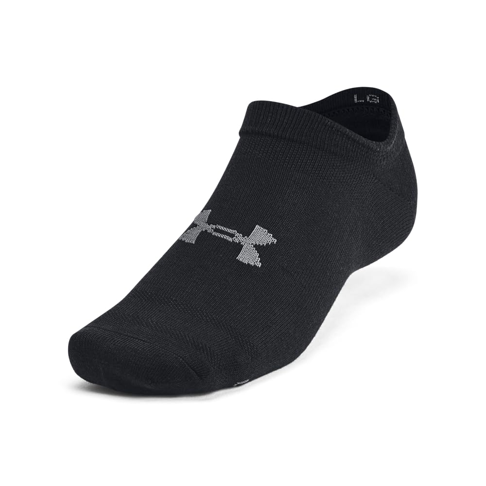 Under Armour Unisex-Adult Essential No Show Socks 6 Pack , (001) Black / Black / Castlerock , Large 🍁 All In One Marketplace Canada