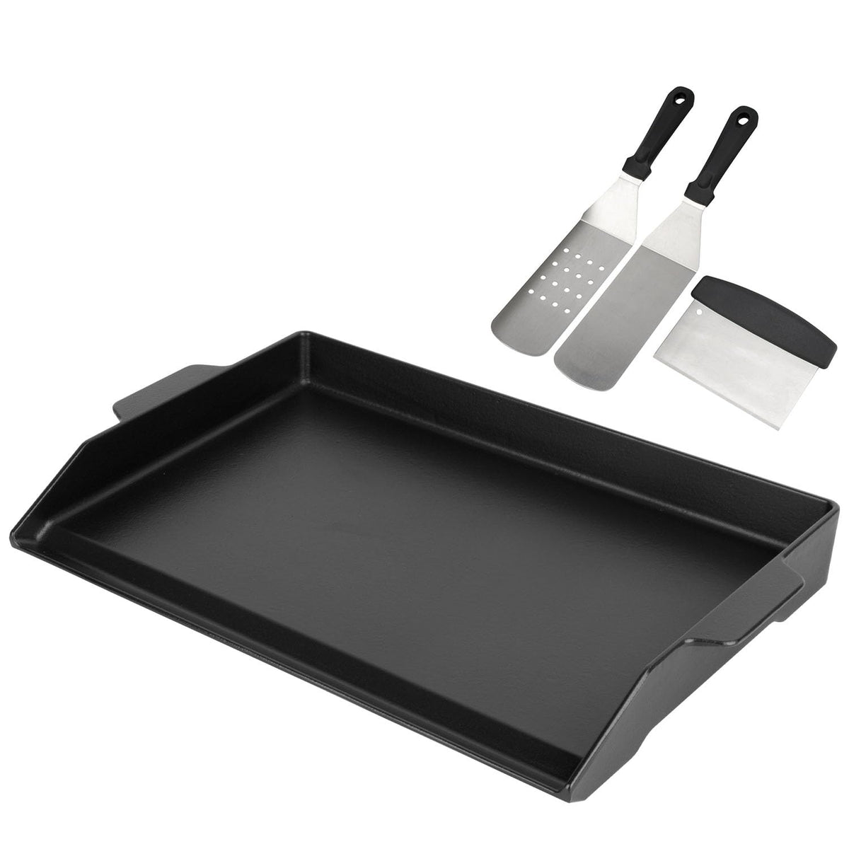 BBQ Future Universal Cast Iron Griddle for Gas Grill with Spatula Set, 23" x 16" Pre-Seasoned Nonstick Griddle Insert Large BBQ Flat Top Plate for All Gas/Electric Grill, Stove Top and More 🍁 All In One Marketplace Canada