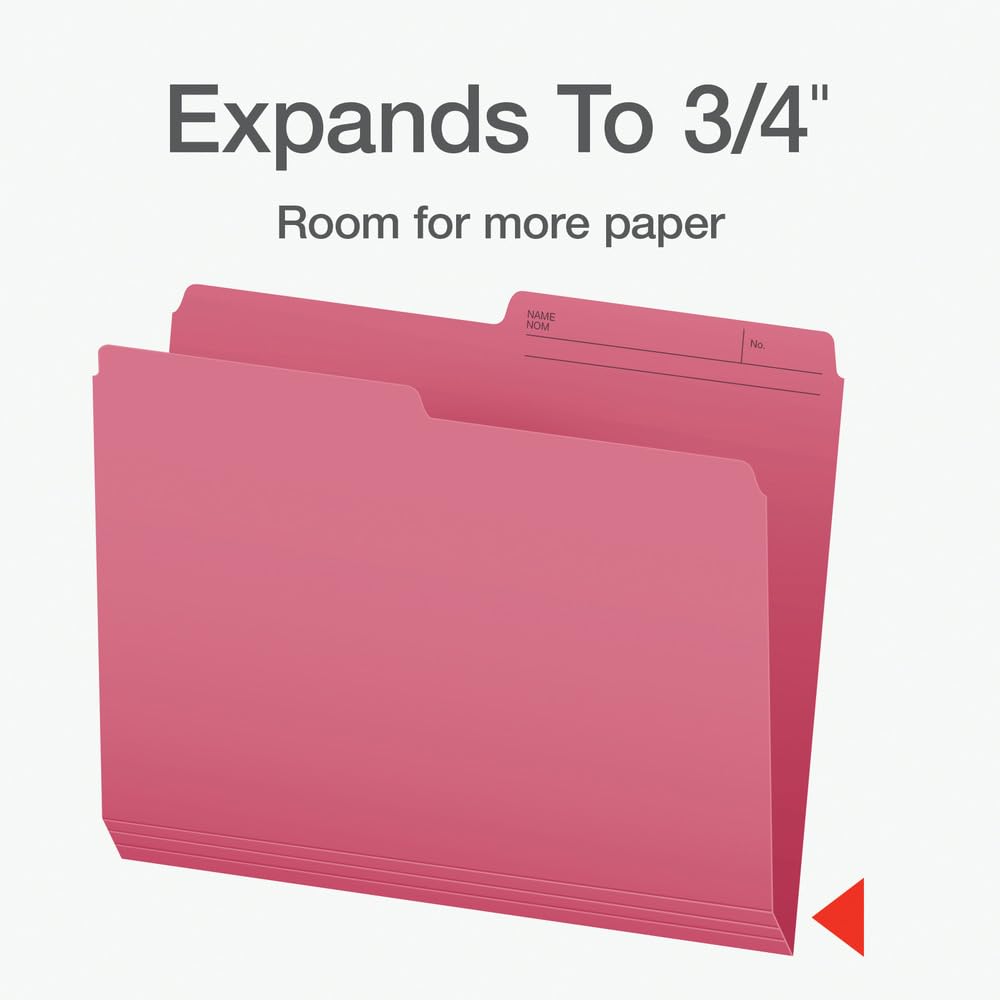 Pendaflex File Folders, 1/2 Cut Tab, Letter Size, Pink, Durable Paper Stock, 100/Box, Ideal for Office/Home/School File Organization, Made in Canada 🍁 All In One Marketplace Canada