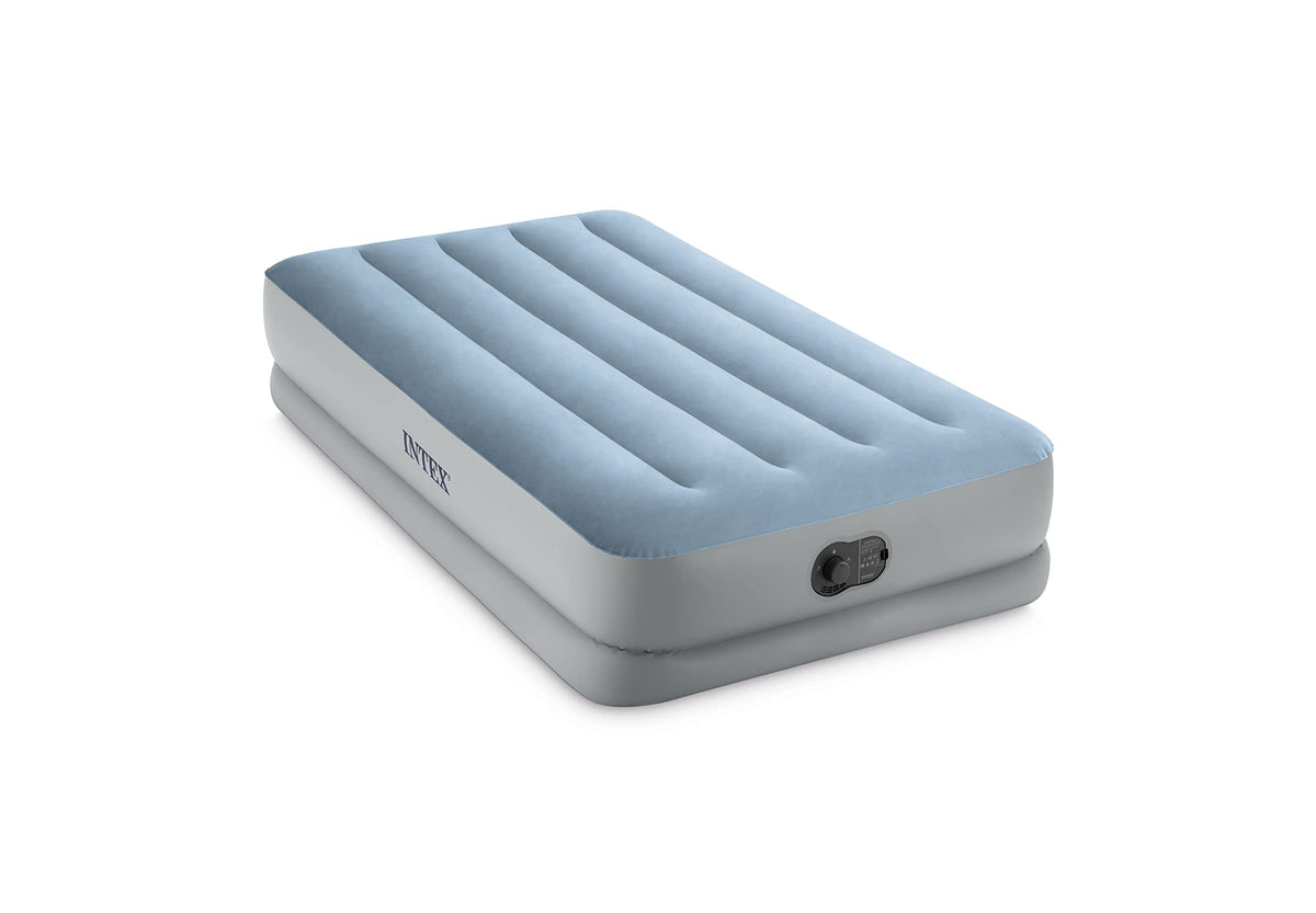 INTEX 64157E Dura-Beam Plus Mid-Rise Air Mattress: Fiber-Tech – Twin Size – Built-in USB Electric Pump – 14in Bed Height – 300lb Weight Capacity 🍁 All In One Marketplace Canada