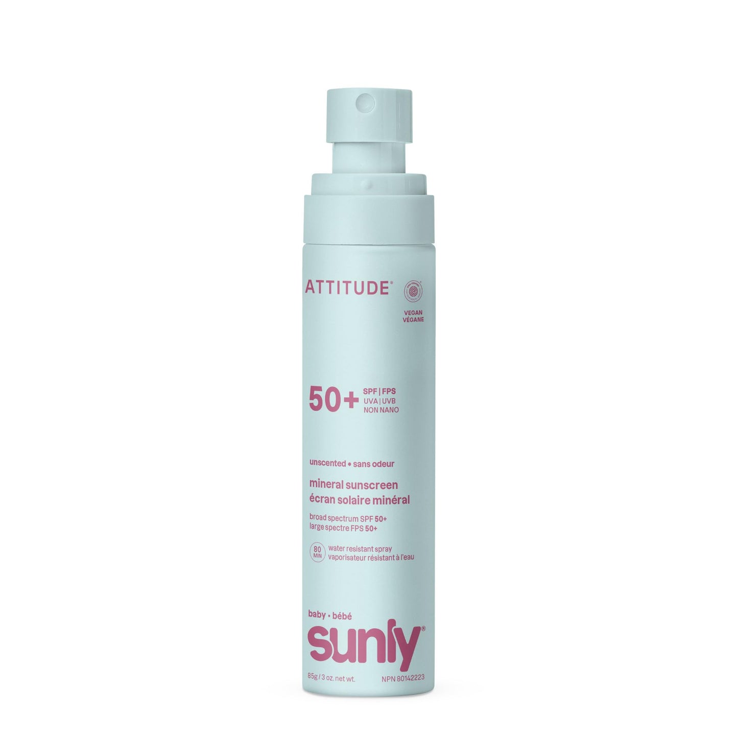 ATTITUDE Baby Mineral Sunscreen Lightweight Lotion SPF 50, Broad Spectrum Zinc Oxide, EWG Verified, Non-Nano, Water-Resistant 80 Minutes, Non-Greasy for Face & Body, Vegan, Unscented, 80 grams 🍁 All In One Marketplace Canada